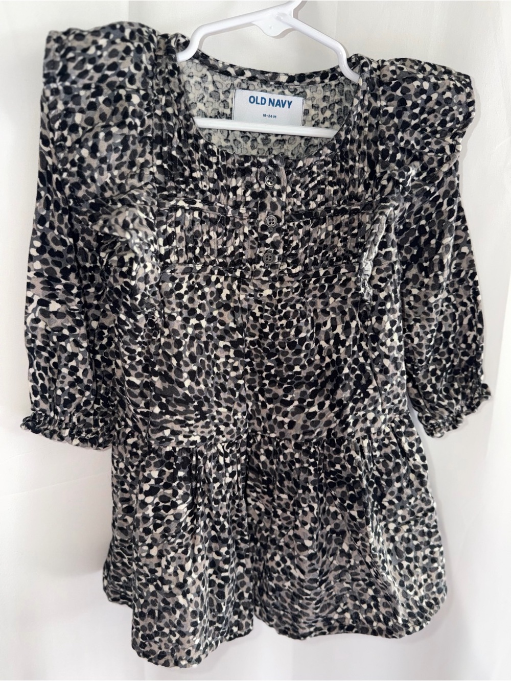 Old Navy Black and White Dot-Print Peasant Tunic Dress